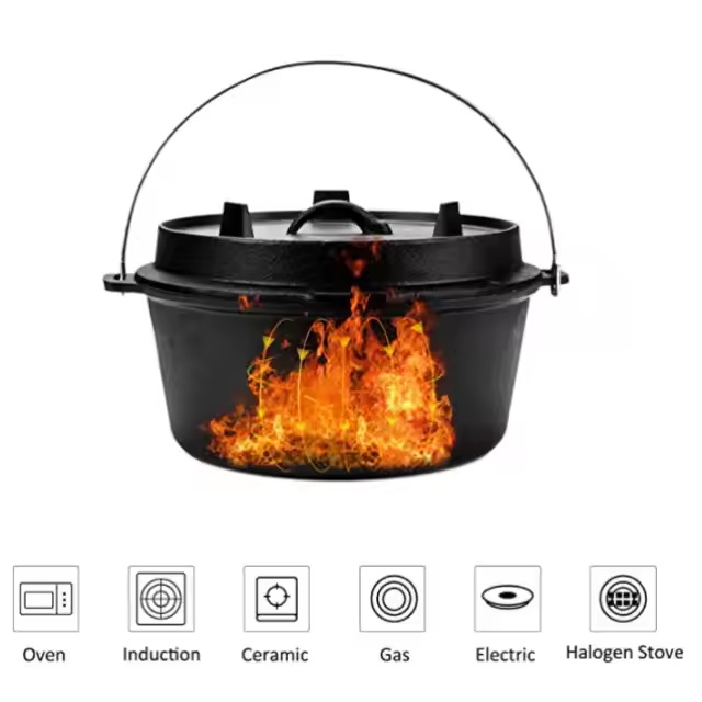 Camp Chef Pre-Seasoned Cast Iron Preseasoned Dutch Oven Cast Iron