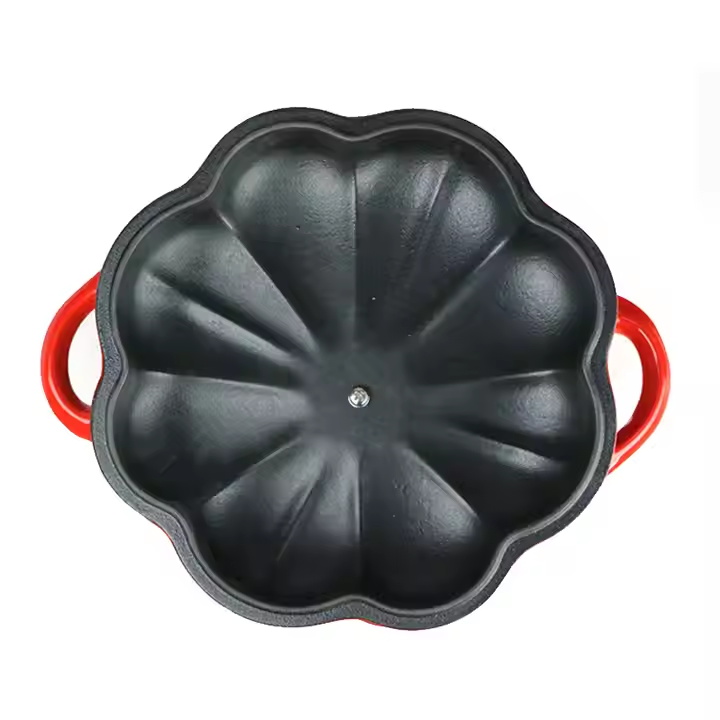 Factory High Quality Cast Iron Enamel Pumpkin Shape Stew Pot Casserole With Lid and Knob