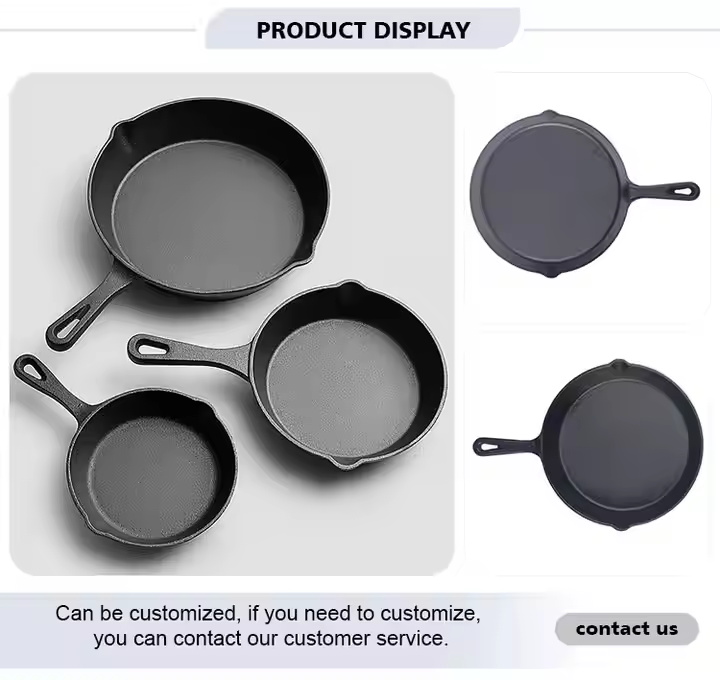 Premium Custom Logo Pre-Seasoned 6/8/10"Inch Round Non Stick Cast Iron Fry Pan Skillet Pan Cookware for Cooking