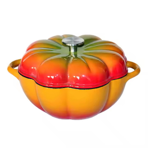 Factory High Quality Cast Iron Enamel Pumpkin Shape Stew Pot Casserole With Lid and Knob