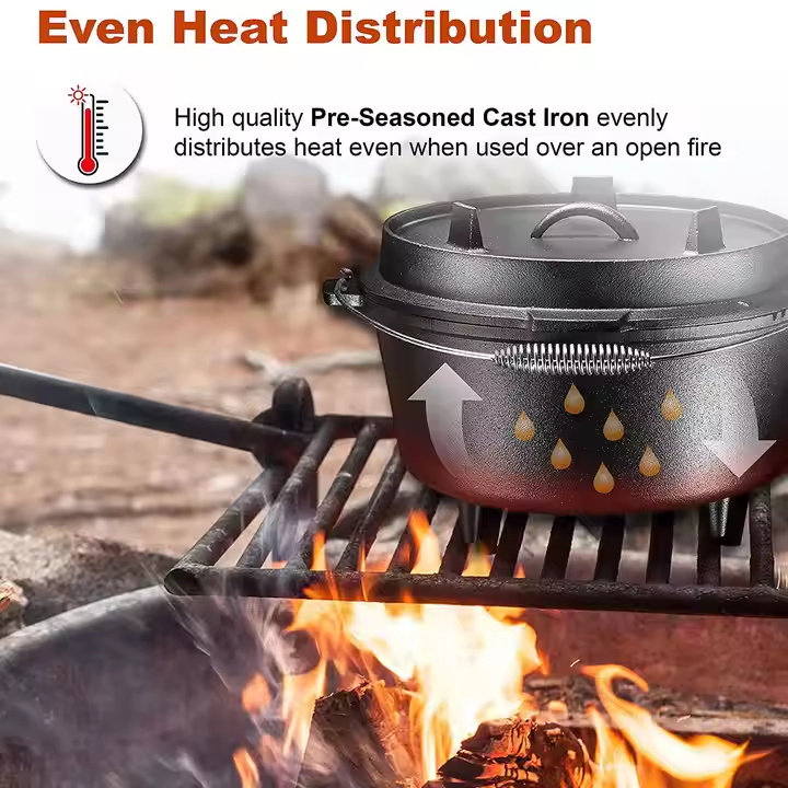 Camp Chef Pre-Seasoned Cast Iron Preseasoned Dutch Oven Cast Iron