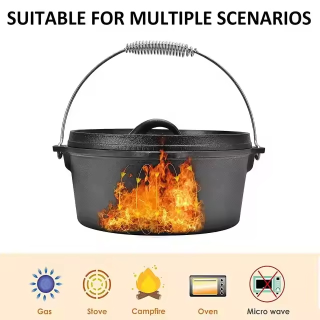 Multi-Size 16/20/24Cm Best Cast Iron Mini Dutch Oven Set Dutch Oven Cast Iron Pot