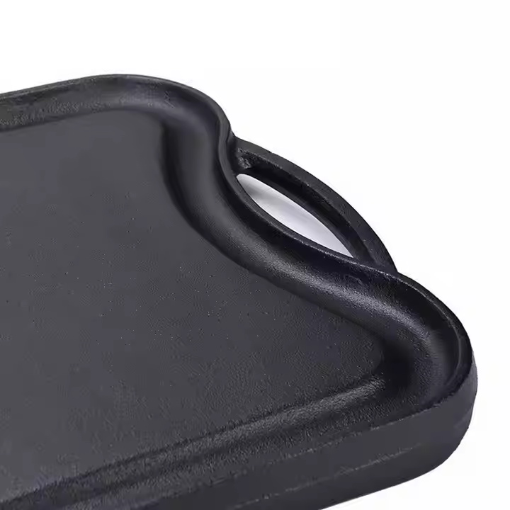 Customized Rectangular Pre-seasoned Cast Iron Double Sided Grill Griddle Pan for Outdoor Camping