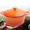 Low MOQ Round Gradient Enamel Coated Cast Iron Dutch Oven Casserole Pot With Two Handles