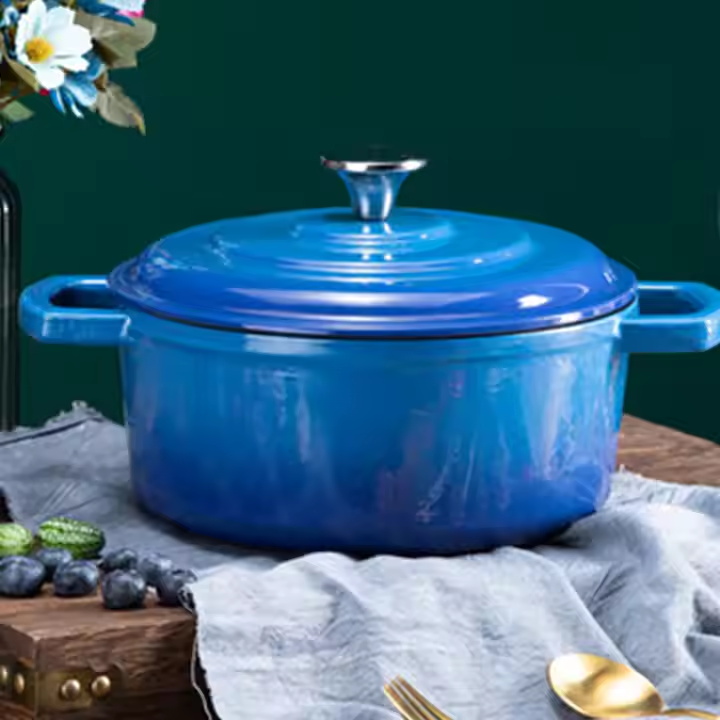 Custom Logo Thickened Non Stick Cast Iron Cooking Casserole Pot Set With Colorful Enamel Coating