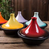 Custom Red Color Cast Iron Enamel Mini Moroccan Tagine Pot With Cone Ceramic Lid