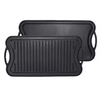 Customized Rectangular Pre-seasoned Cast Iron Double Sided Grill Griddle Pan for Outdoor Camping