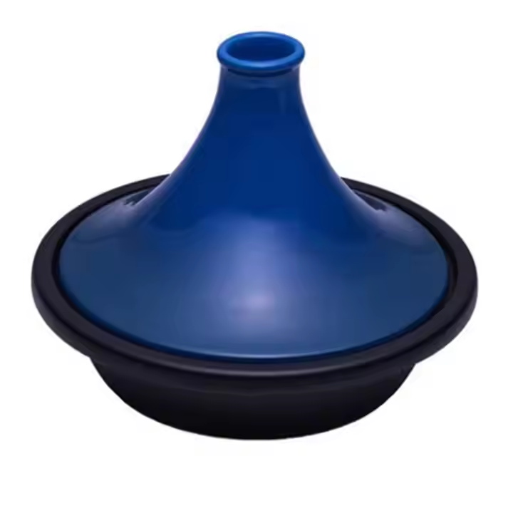 Custom Red Color Cast Iron Enamel Mini Moroccan Tagine Pot With Cone Ceramic Lid